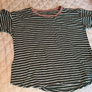 Madewell women’s Striped Short Sleeve Tee - Green and Cream size L